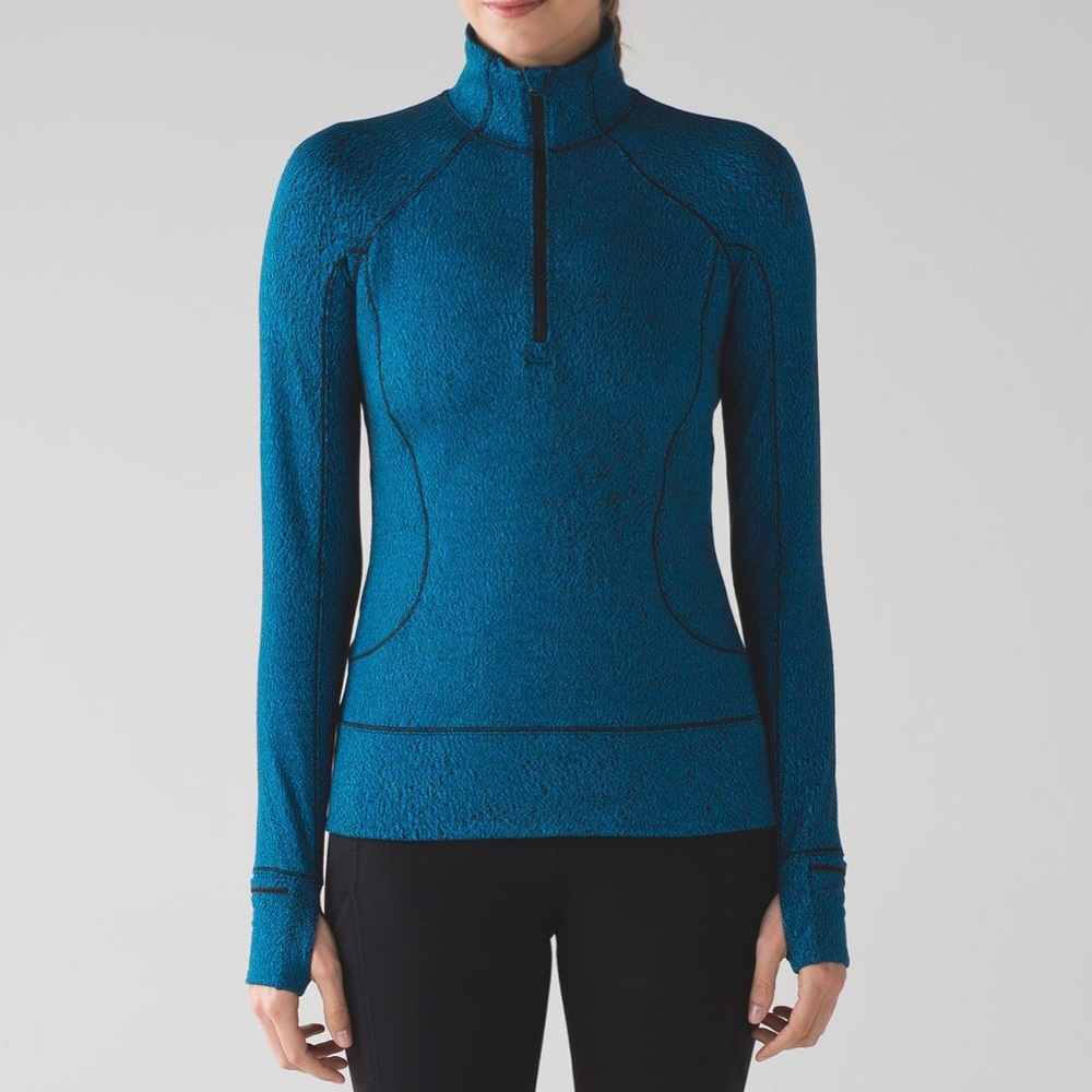LIKE 🆕 Lululemon Rush Hour 1/2 Zip - Blue & Black Jacquard